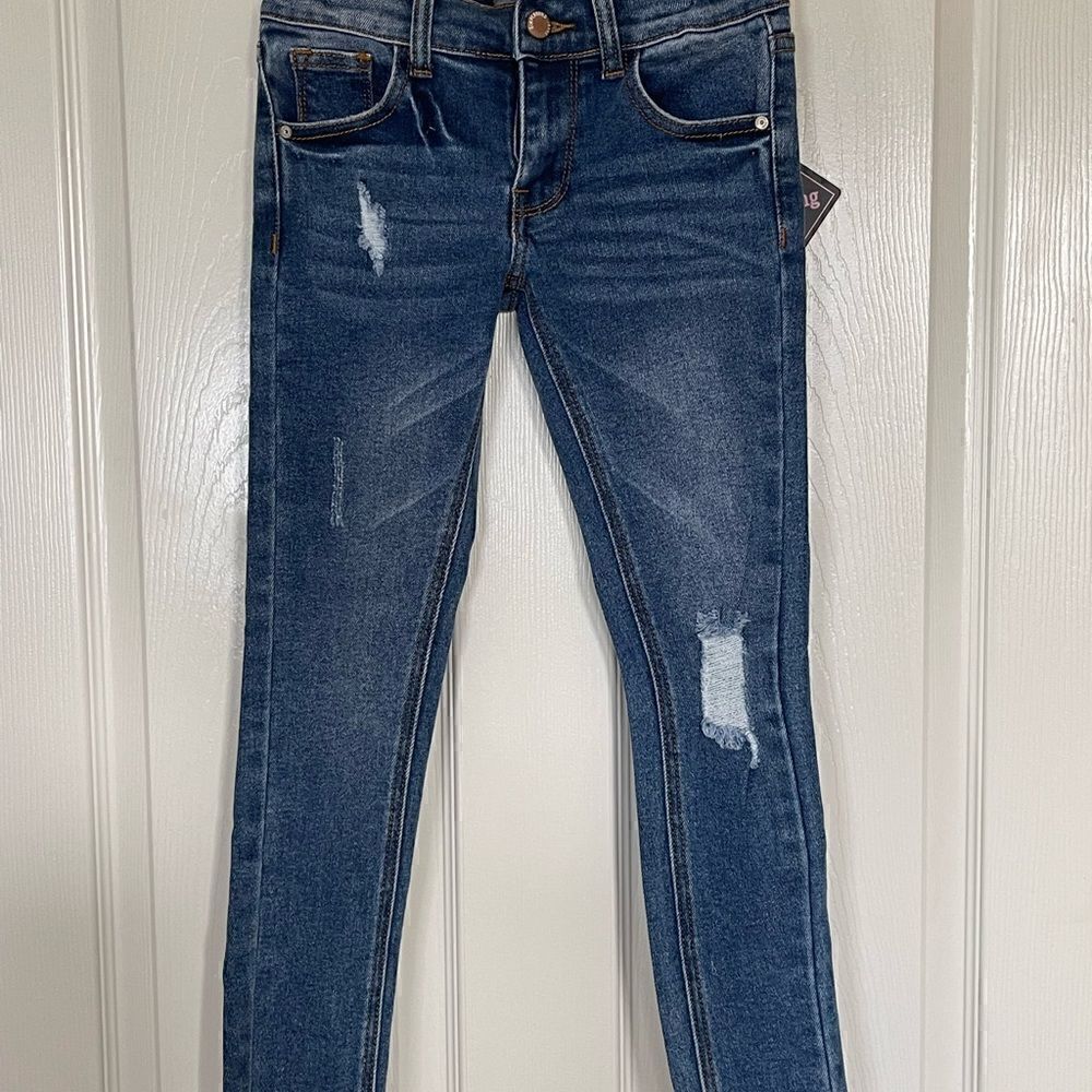 Simplyoung girls skinny raw hem jeans size 7